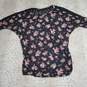 Floral Black Top